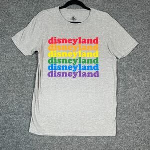 Disneyland Shirt Adult Medium Gray Rainbow Logo Crewneck Comfort T-shirt Pride
